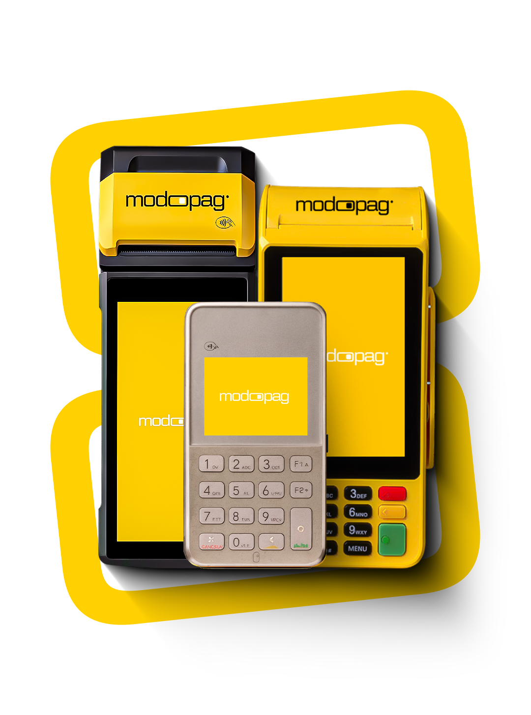 Composição ilustrativa das maquininhas modoPAG