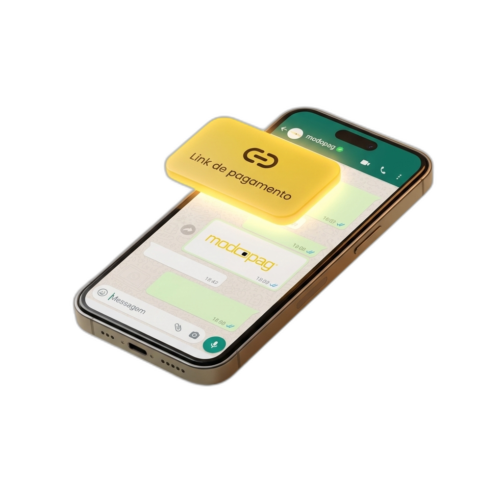 Celular com link de pagamento do modoLINK sendo enviado